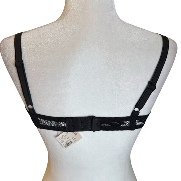 Victoria's Secret Bra‎ 34D Underwire Padded Black Floral Lace Nylon Stretch 1538 - Picture 3 of 9